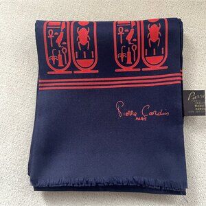 Rare Pierre Cardin Navy and Red Scarf Exclusive for Manufactures Hanover Trust